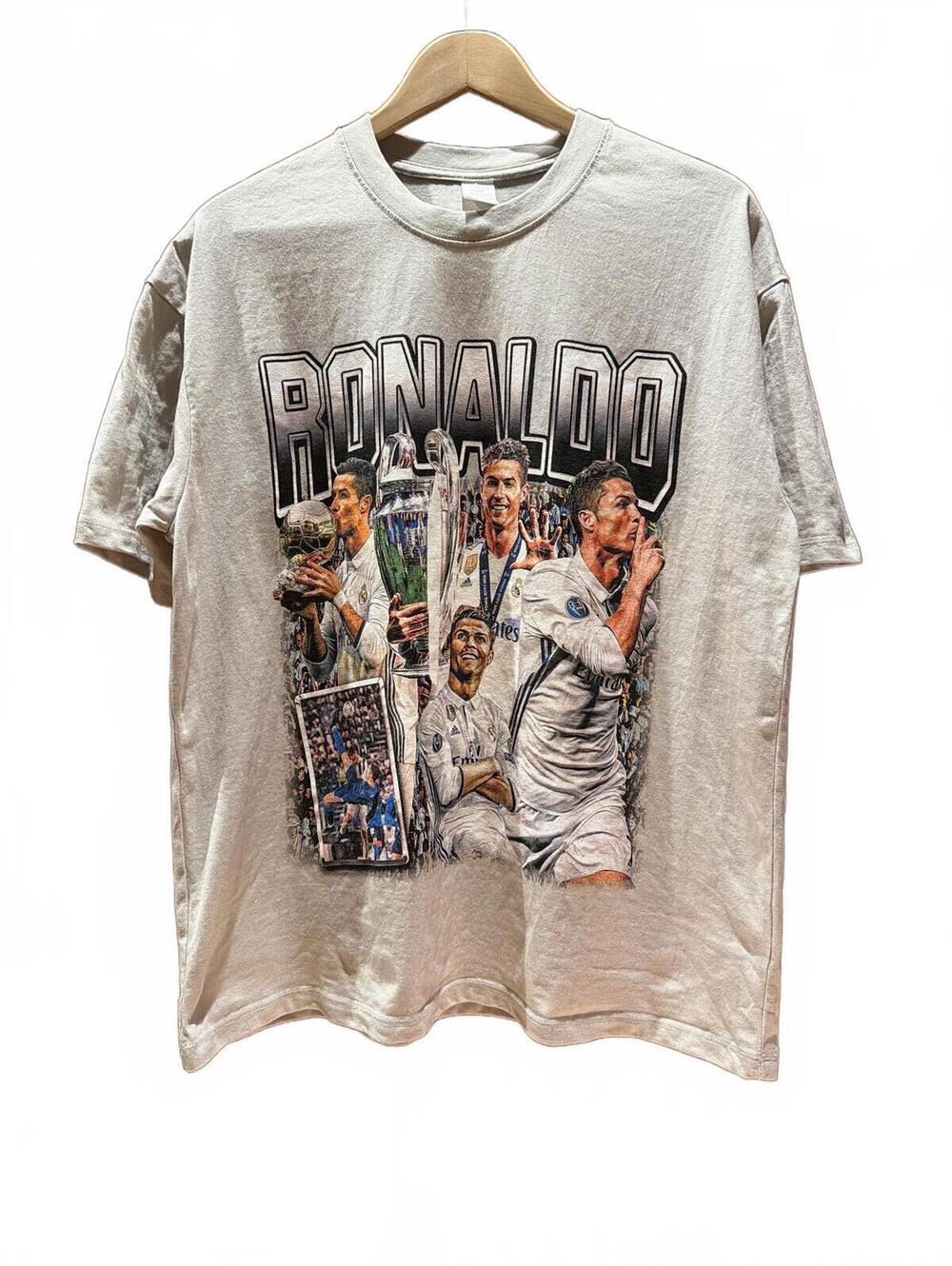 Cristiano Ronaldo Soccer Legend Tshirt Kids Large 16 Gray Football 100% Cotton